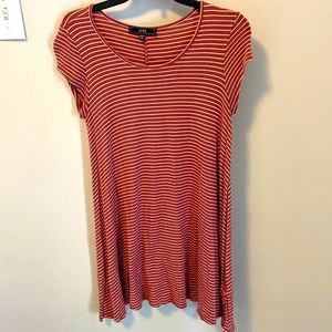 Red and White Stripped T-shirt Dress